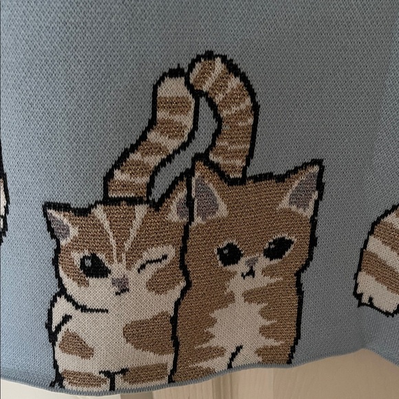 Dangerfield Light Blue Cardigan with Cat Design - Picture 4 of 6